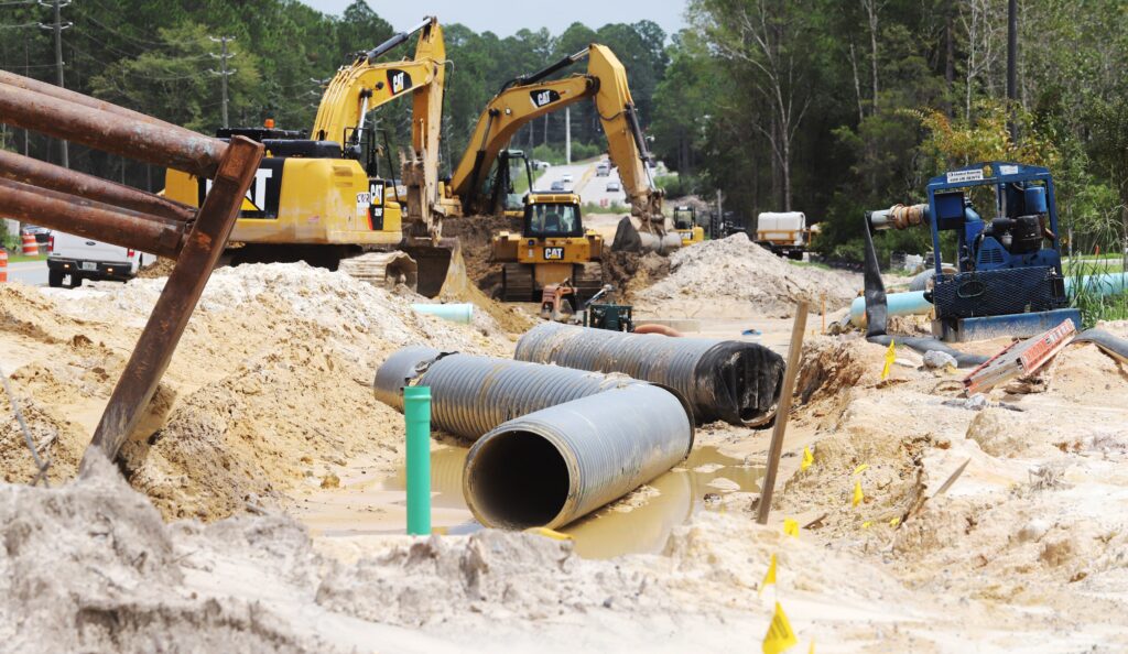 water infrastructure being installed.